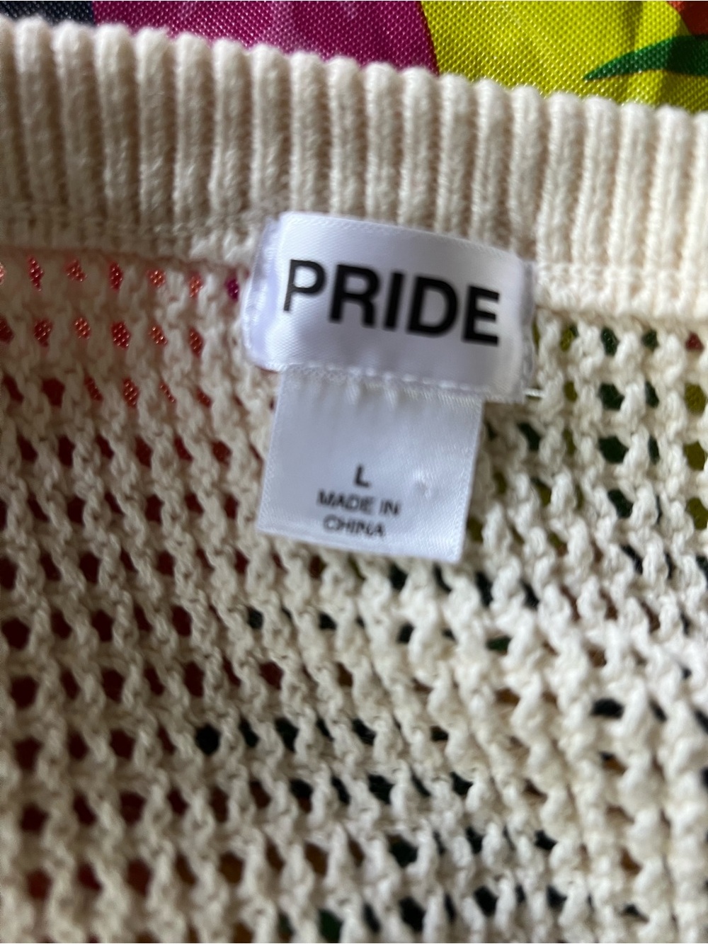 PRIDE Cream Knit Vest with Rainbow Stripe Detail - Picture 3 of 4